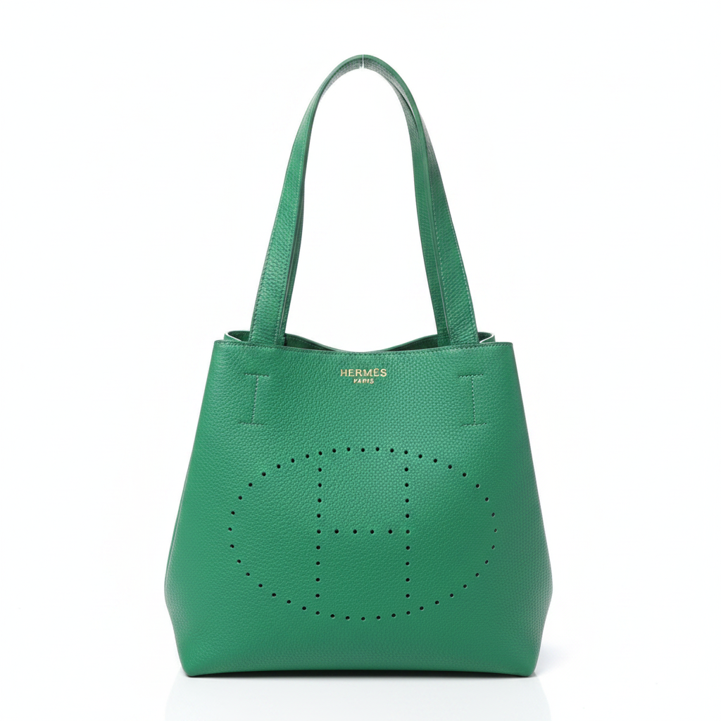 Yeşil Perforeli Deri Tote Bag