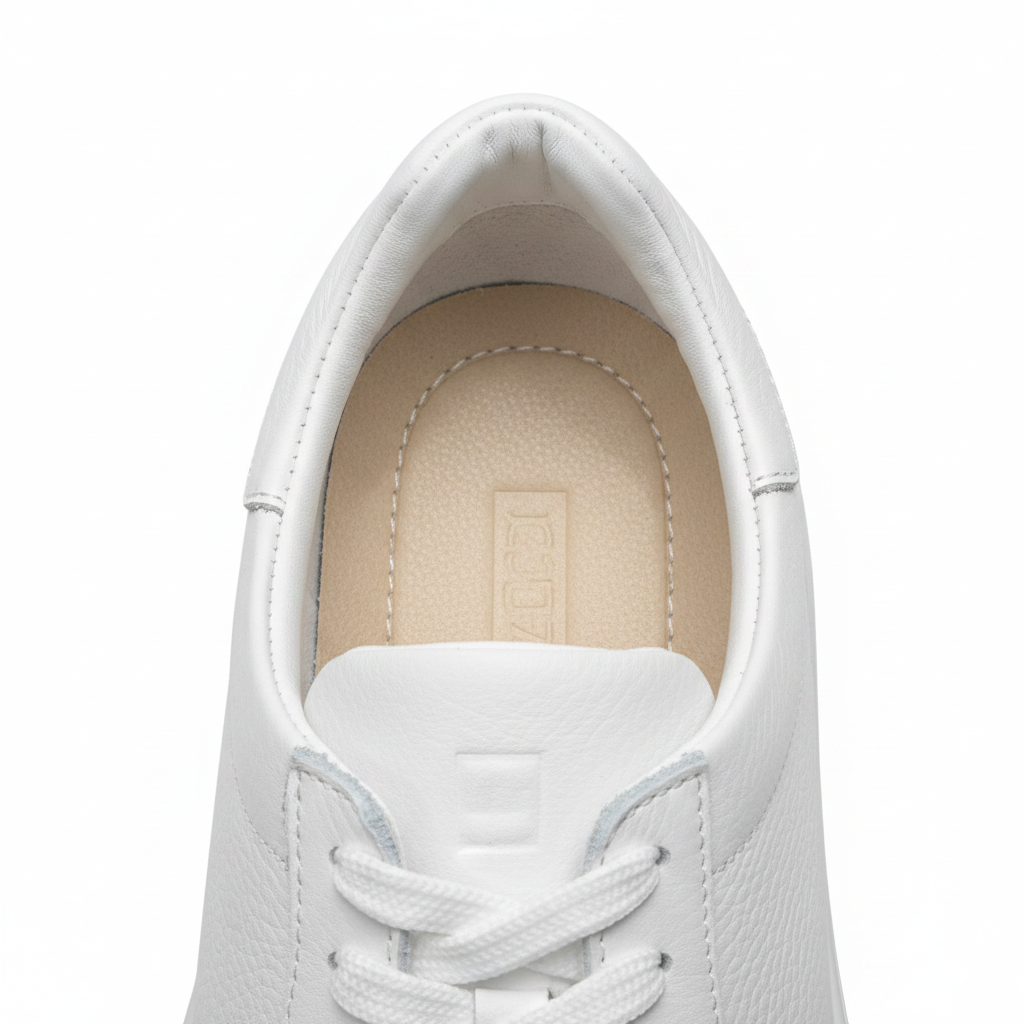 Beyaz sneaker iç astar yakın çekim