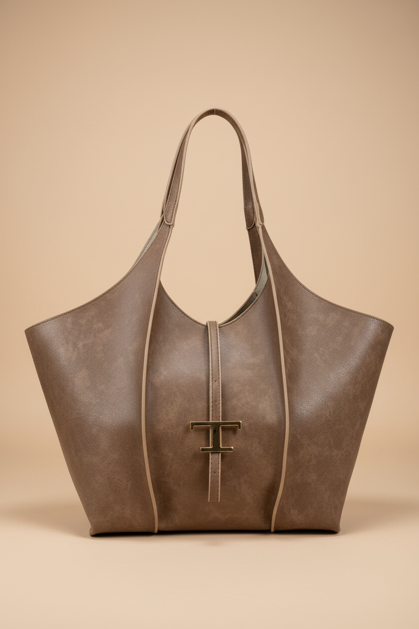 T-Bar Tote Çanta - Taupe