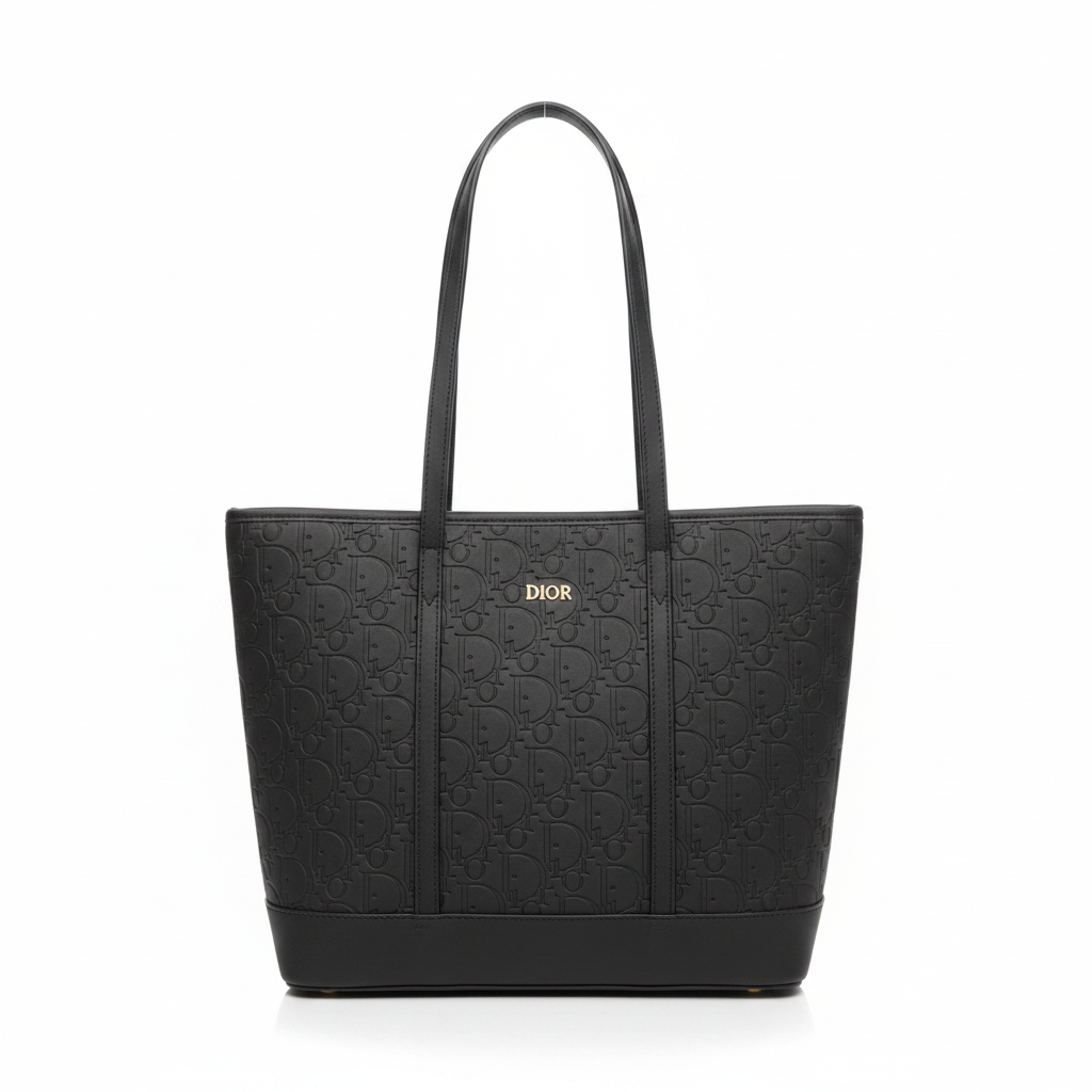 Siyah Kabartmalı Monogram Tote Bag