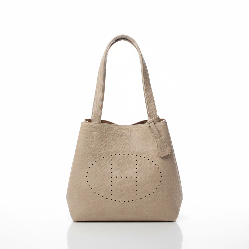 Bej Perforeli Deri Tote Bag