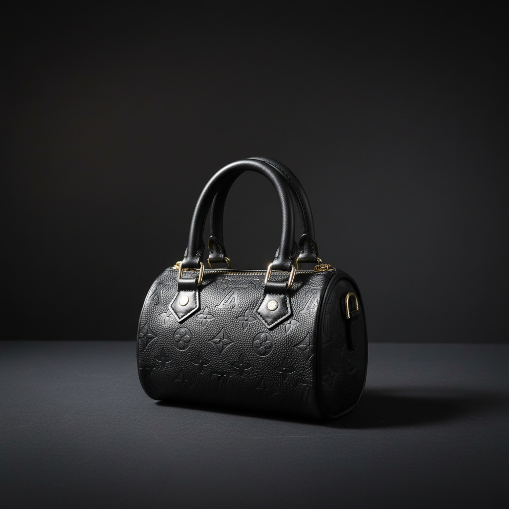 Mini Speedy Çanta - Siyah Emboss