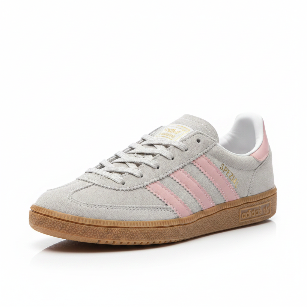 Adidas Handball Spezial gri pembe 3/4 açı