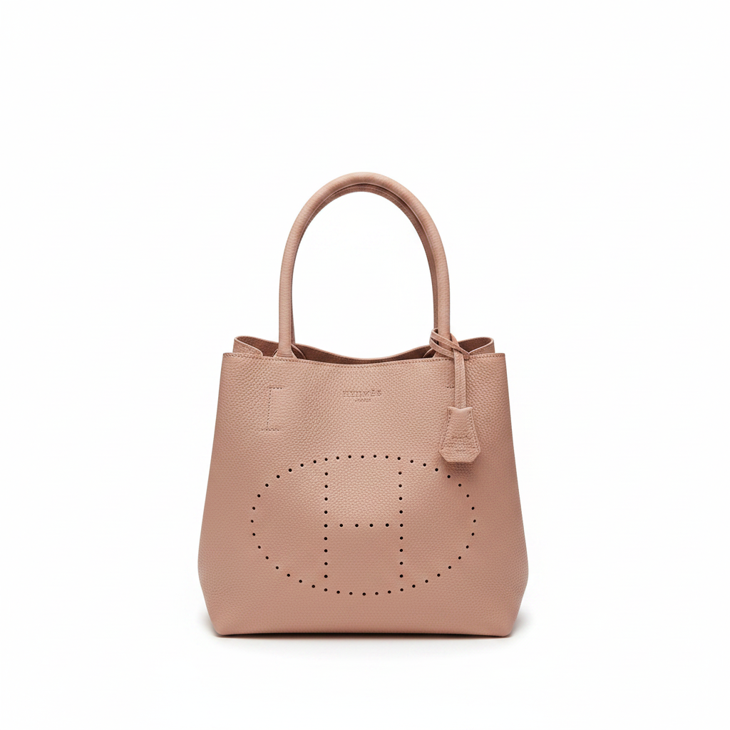 Pudra Pembe Perforeli Deri Tote Bag