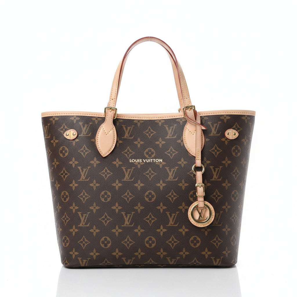 Kahverengi Monogram Bej Saplı Tote Bag