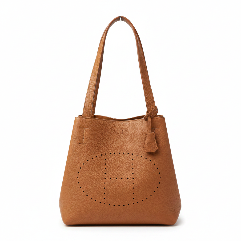 Kahverengi Perforeli Deri Tote Bag